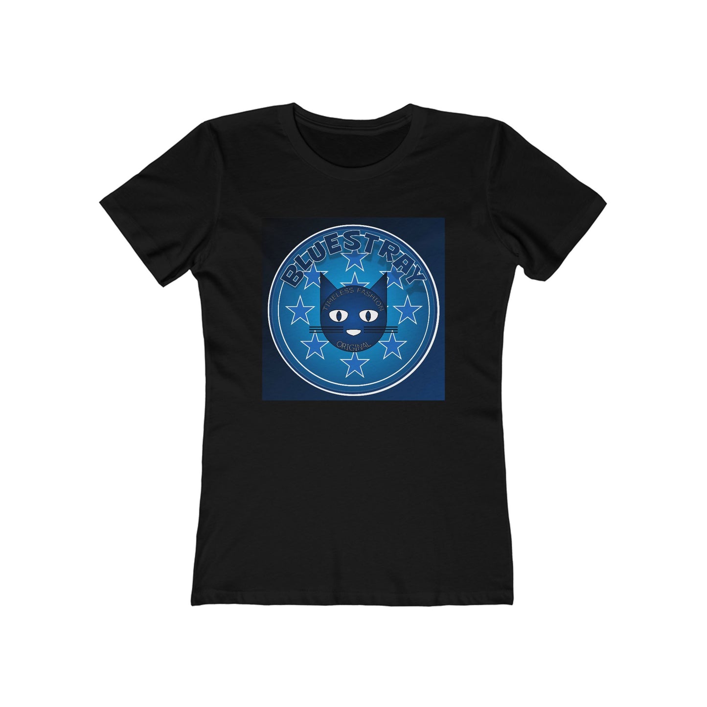 Women’s Boyfriend Tee — Bluestray Crescent Cat Graphic T-Shirt