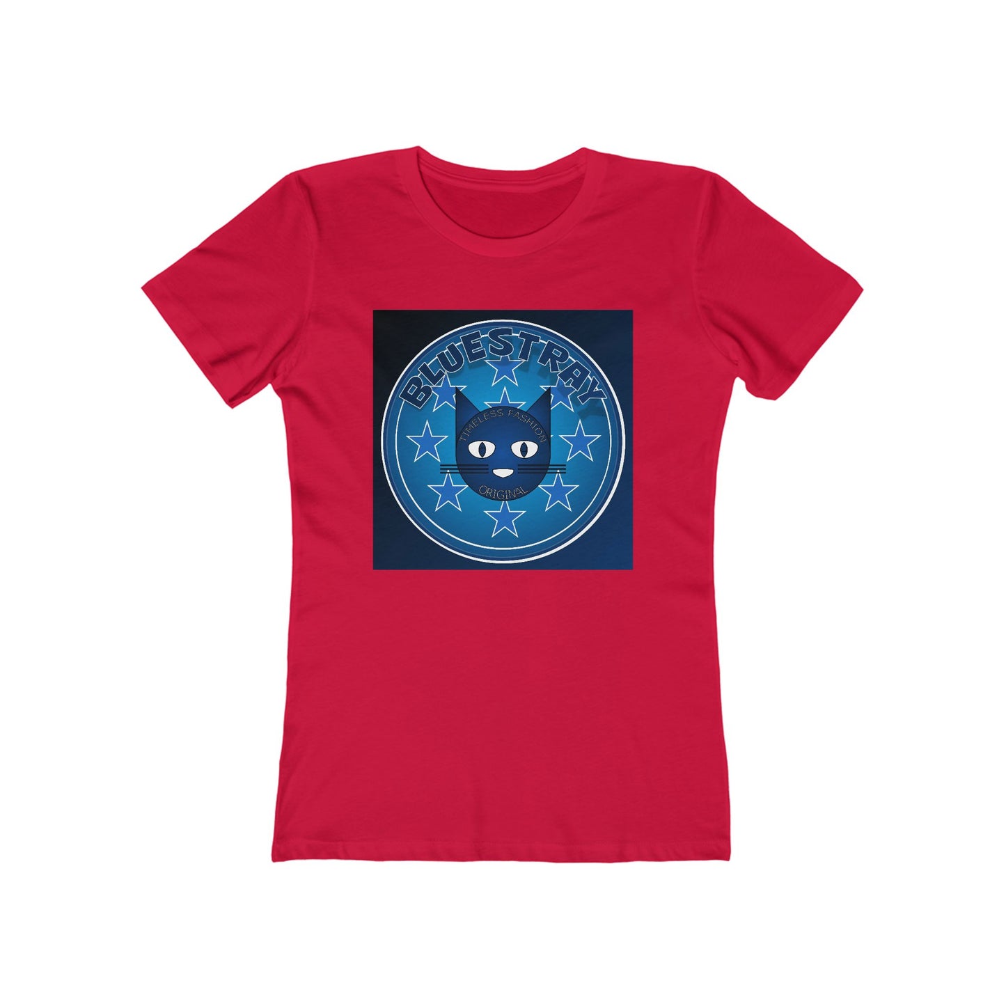 Women’s Boyfriend Tee — Bluestray Crescent Cat Graphic T-Shirt