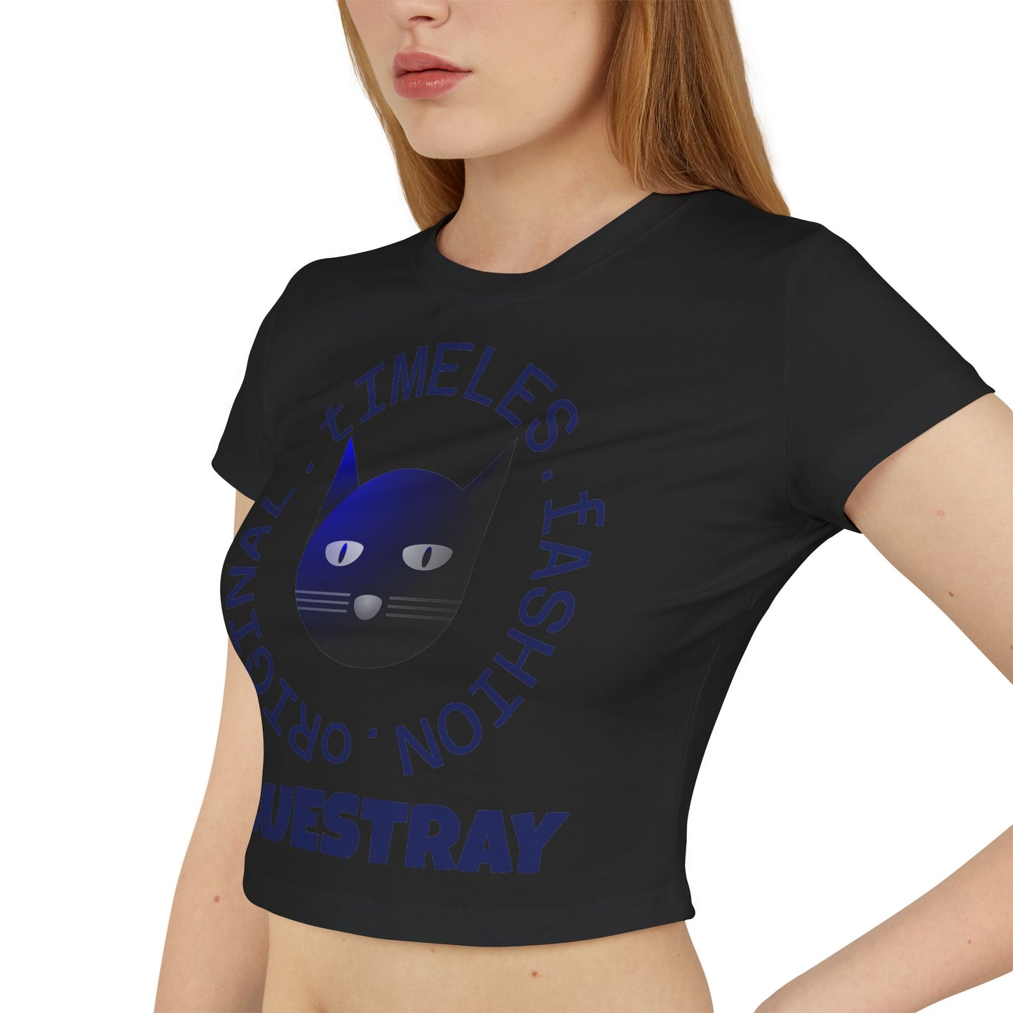 Women's Baby Tee — 'Bluestray' Cat Graphic Crop Top