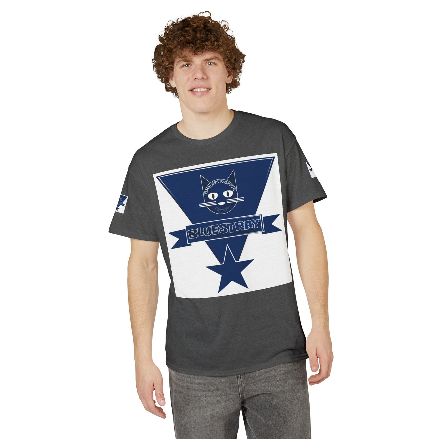 Bluestray Cat Graphic T-Shirt — Retro Star Logo Tee