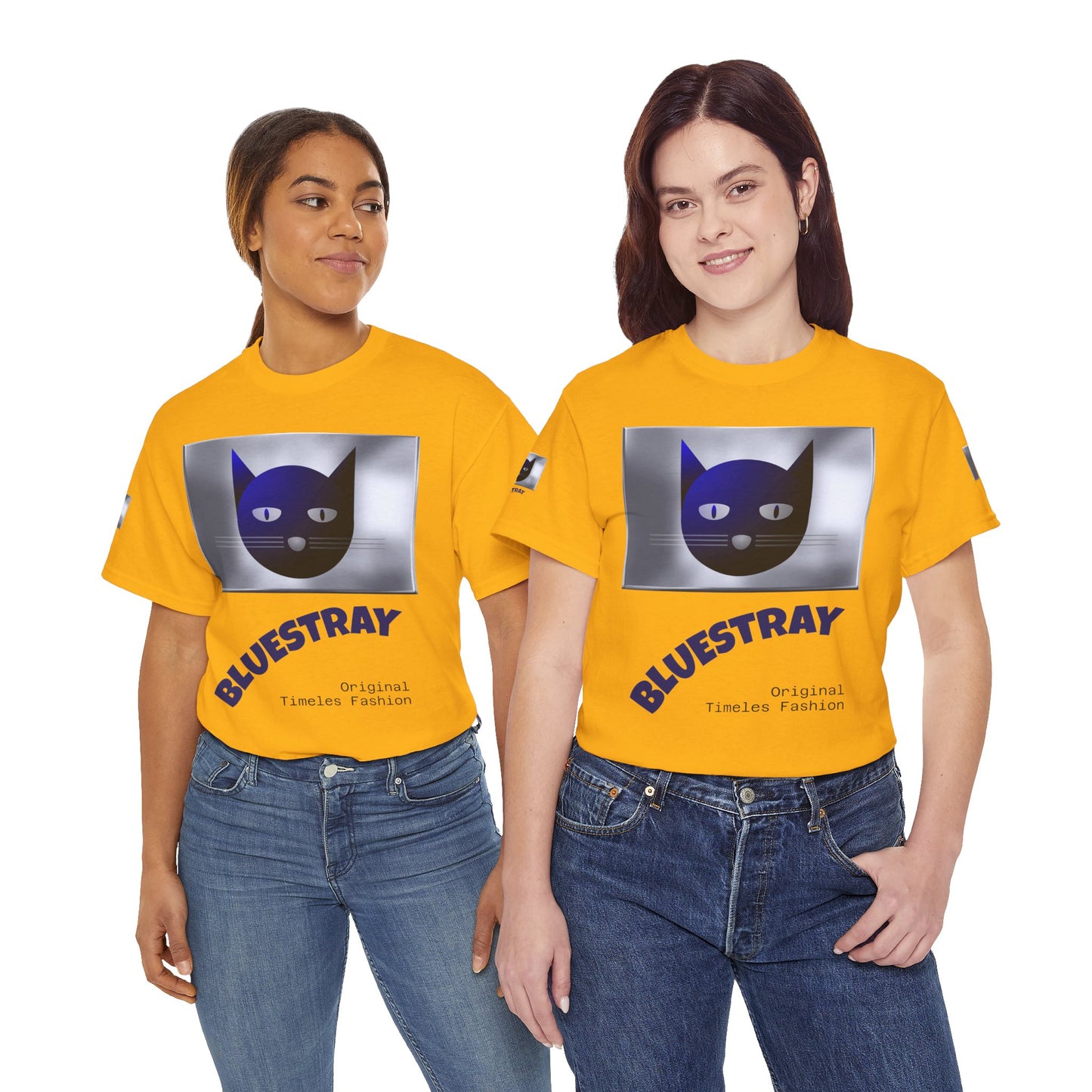 Bluestray Cat Graphic Tee — Retro Blue Cat Design