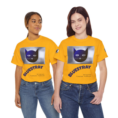 Bluestray Cat Graphic Tee — Retro Blue Cat Design