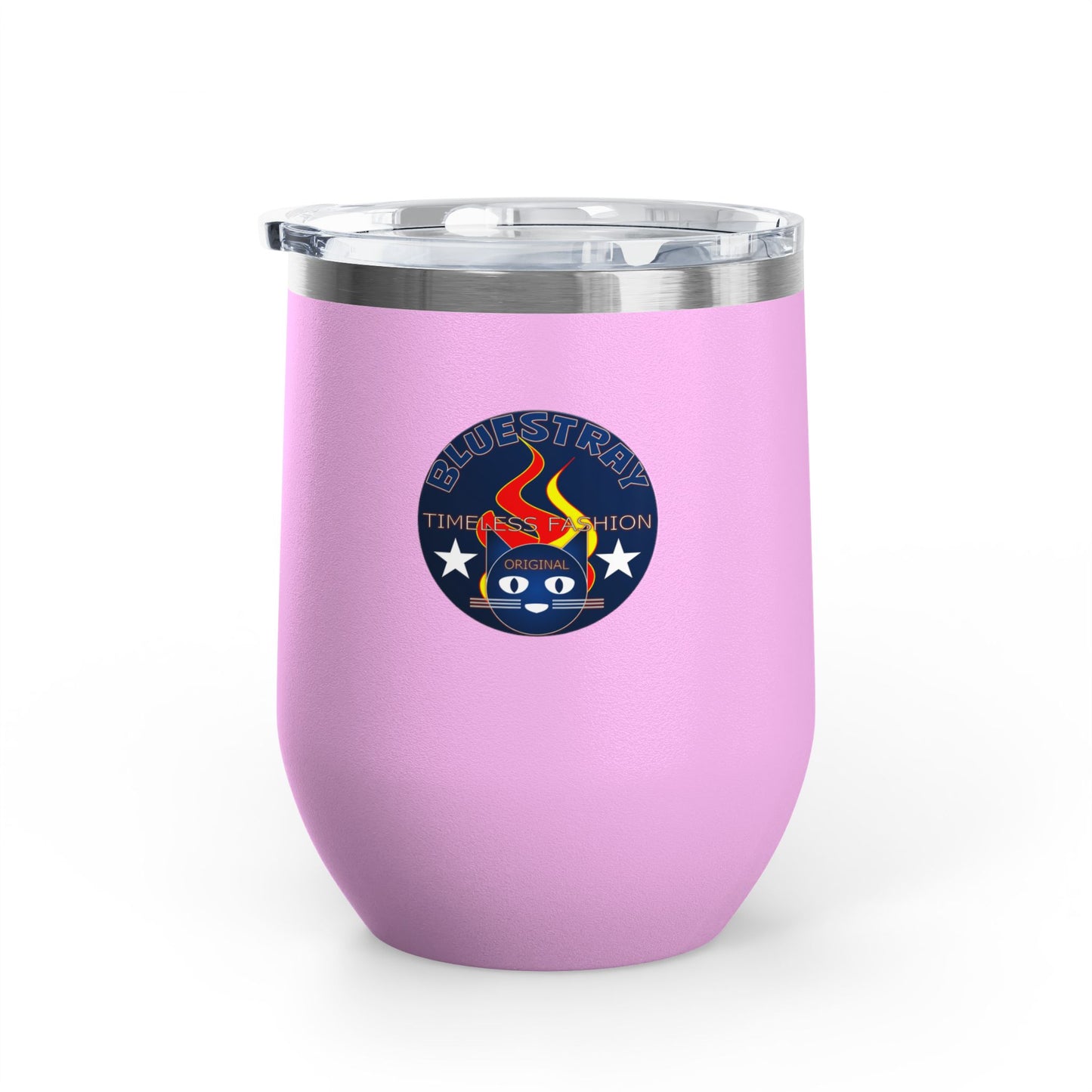 12oz Wine Tumbler — Fire & Flag Bluestray Logo Stainless Insulated Wine Cup many Colors