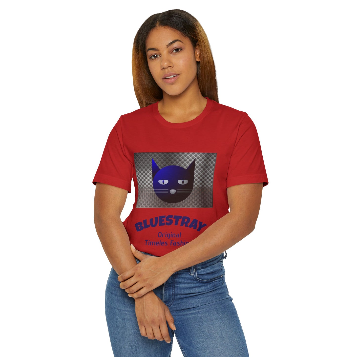 Bluestray Cat Graphic T-Shirt — Retro Blue Cat Logo Tee