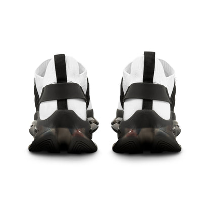 Men's White Mesh Sneakers — Breathable Athletic Shoes with Bluestray Flame Patch