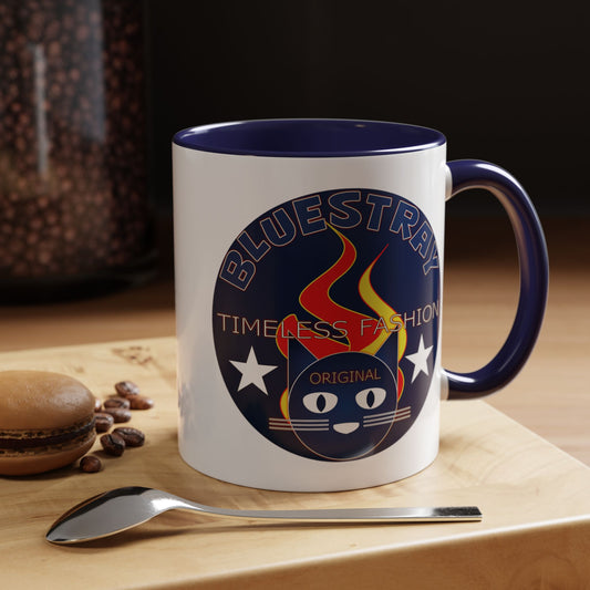 Bluestray Timeless Fashion Accent Coffee Mug — Retro Cat Logo 11/15oz