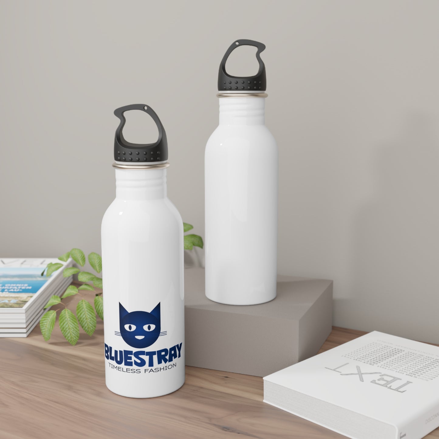 Bluestray Logo Stainless Steel Water Bottle — Timeless Fashion Cat Design