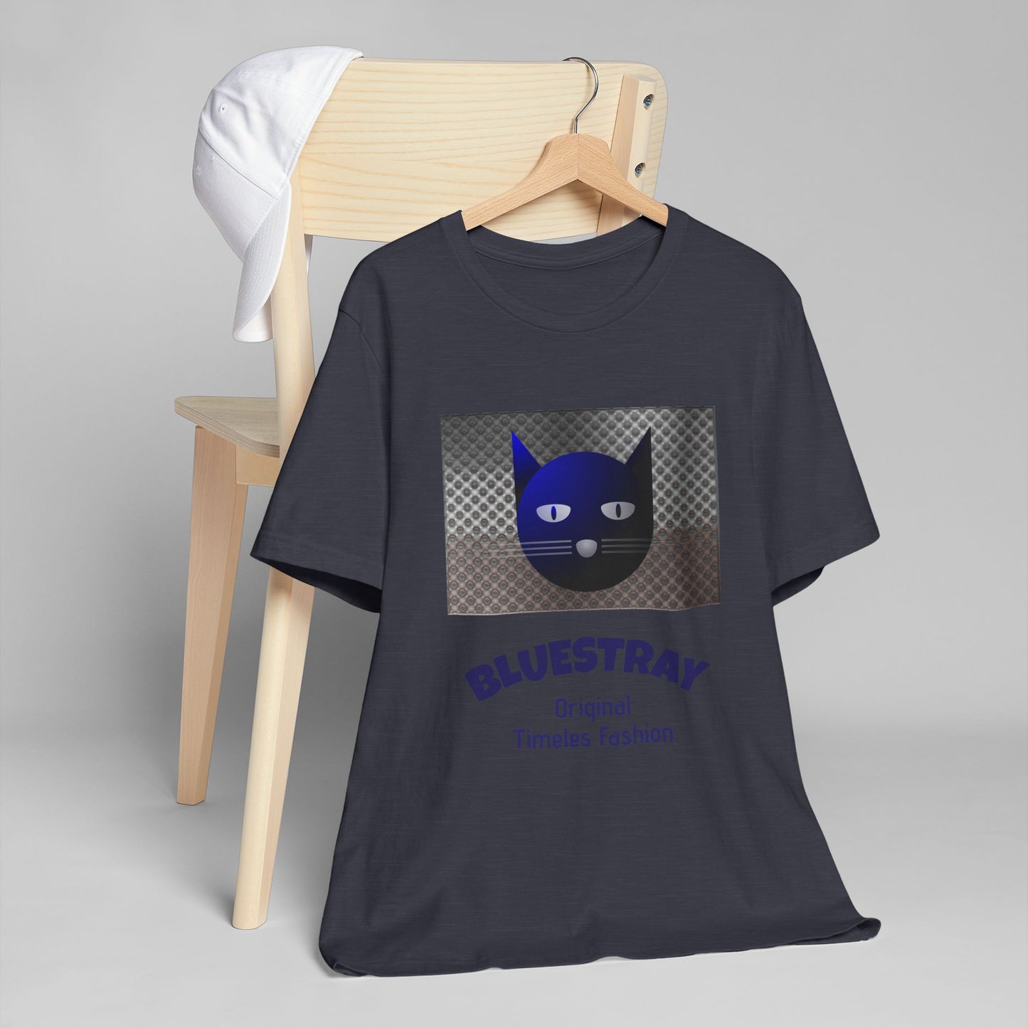 Bluestray Cat Graphic T-Shirt — Retro Blue Cat Logo Tee