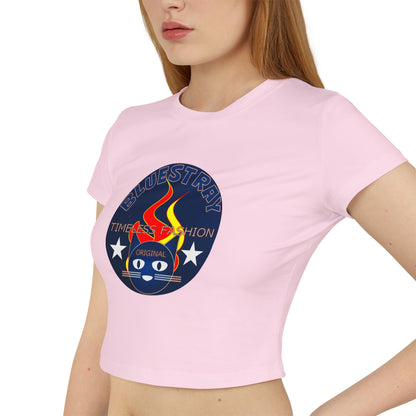 Women’s Baby Tee — Bluestray Flame Cat Logo Crop Top