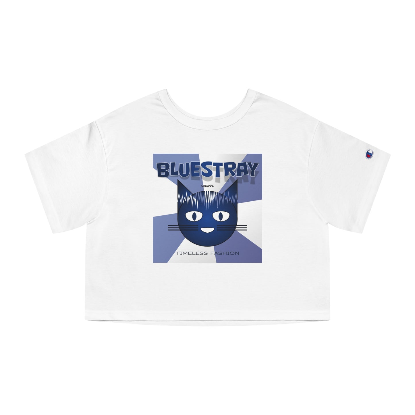 Bluestray Cat Graphic Cropped Tee — Vintage-Inspired Women's Champion Shirt