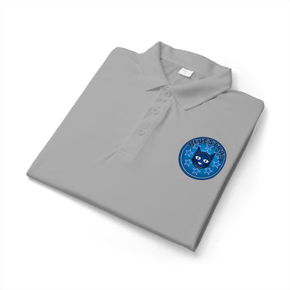 Embroidered Bluestray Cat Patch Polo Shirt — Cute Cat Logo Performance Golf Polo