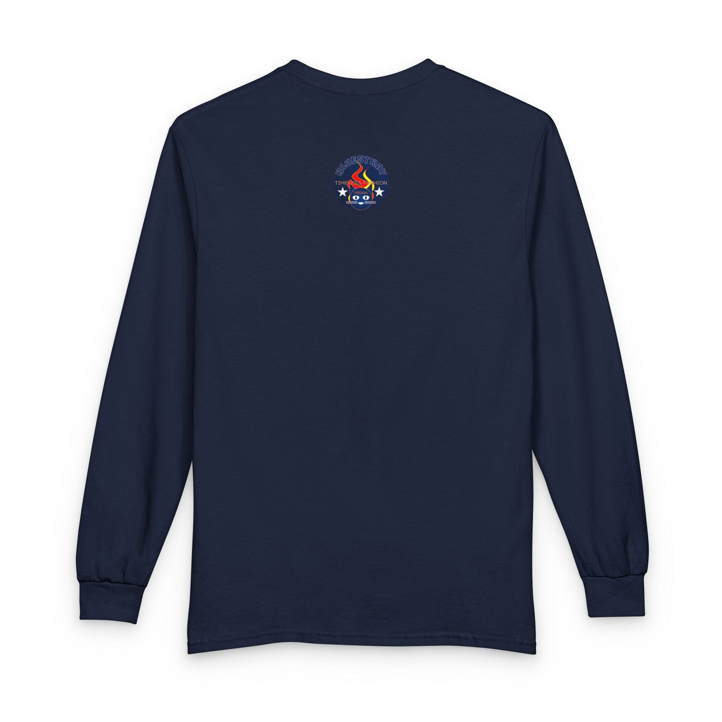 Equestrian Bluestray Time & Fashion Long Sleeve Tee — Flame Horse Logo