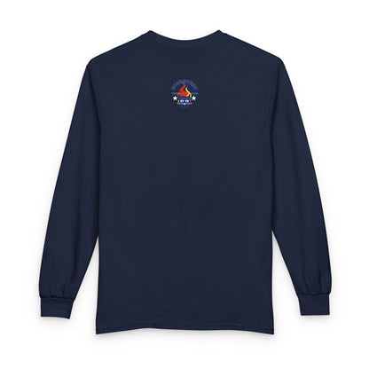 Equestrian Bluestray Time & Fashion Long Sleeve Tee — Flame Horse Logo