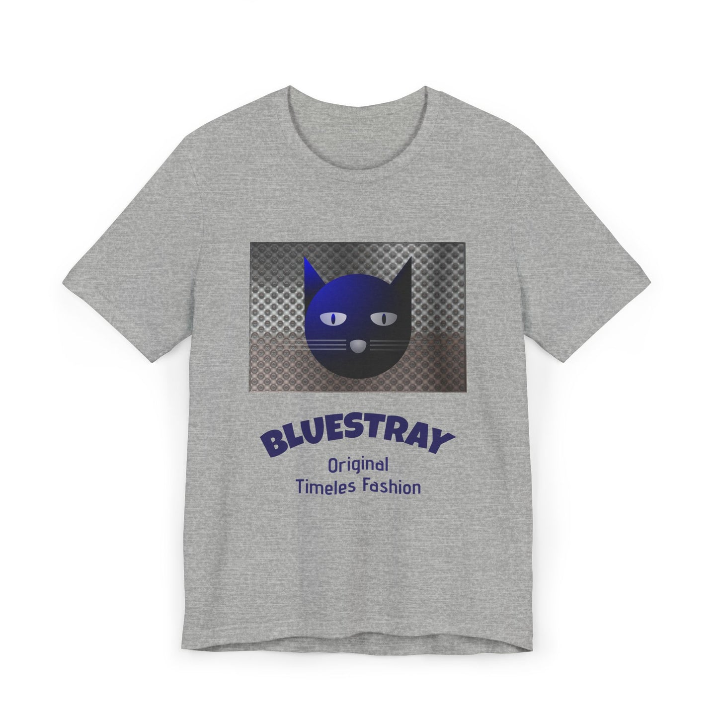 Bluestray Cat Graphic T-Shirt — Retro Blue Cat Logo Tee
