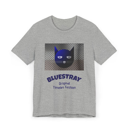 Bluestray Cat Graphic T-Shirt — Retro Blue Cat Logo Tee