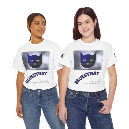Bluestray Cat Graphic Tee — Retro Blue Cat Design