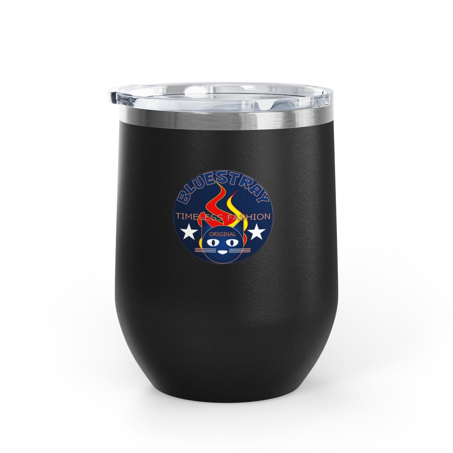 12oz Wine Tumbler — Fire & Flag Bluestray Logo Stainless Insulated Wine Cup many Colors