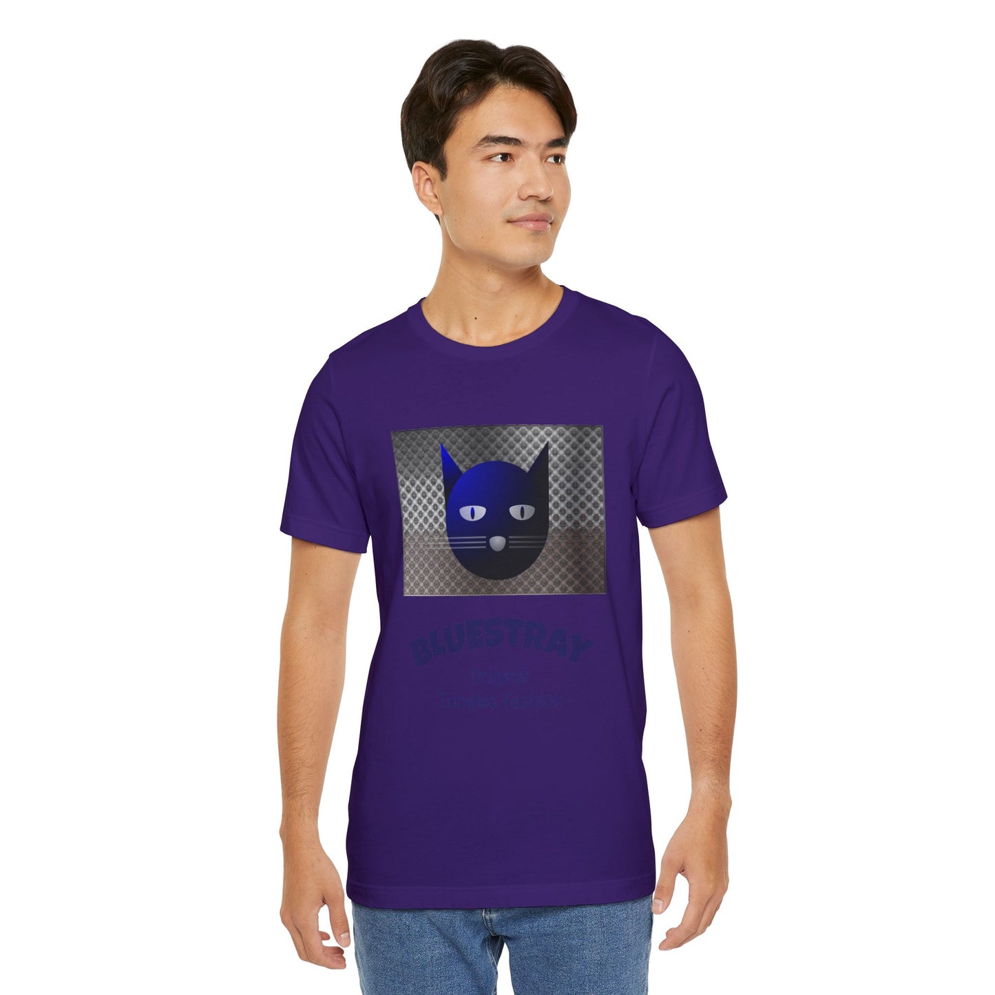 Bluestray Cat Graphic T-Shirt — Retro Blue Cat Logo Tee