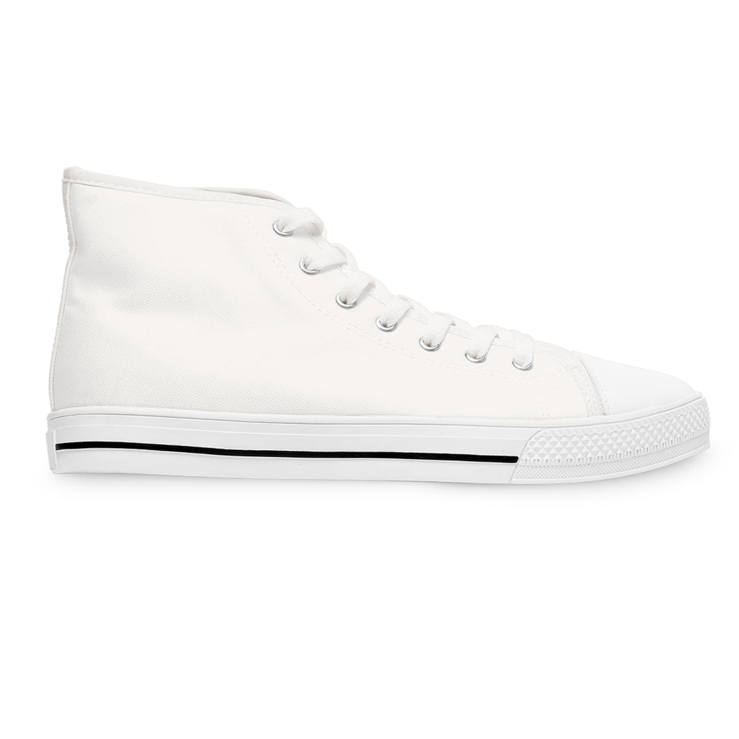 Women's High Top Sneakers — White Canvas Casual Shoes with Bluestray Patch Accent