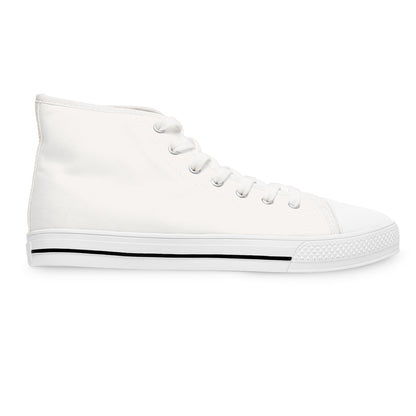 Women's High Top Sneakers — White Canvas Casual Shoes with Bluestray Patch Accent