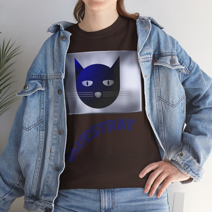 Bluestray Cat Graphic Tee — Retro Blue Cat Design