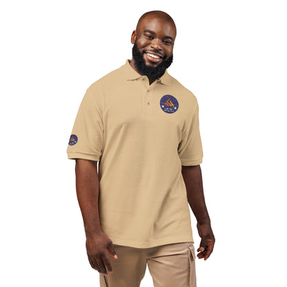 Embroidered Campfire Badge Polo — Outdoor Adventure Bluestray Logo Shirt