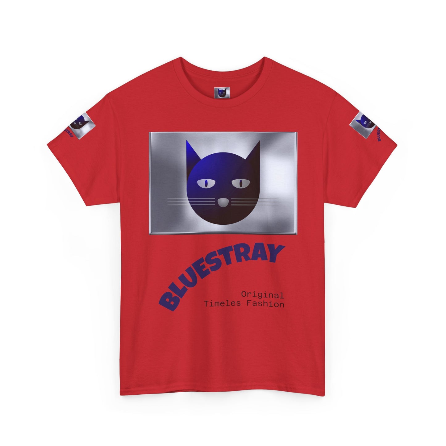 Bluestray Cat Graphic Tee — Retro Blue Cat Design
