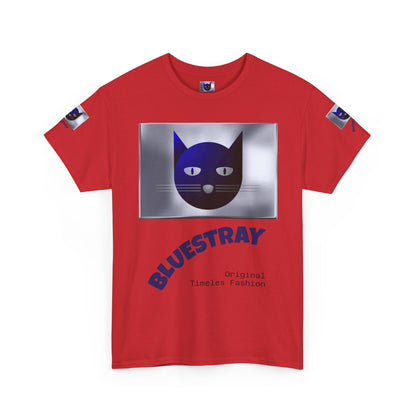 Bluestray Cat Graphic Tee — Retro Blue Cat Design