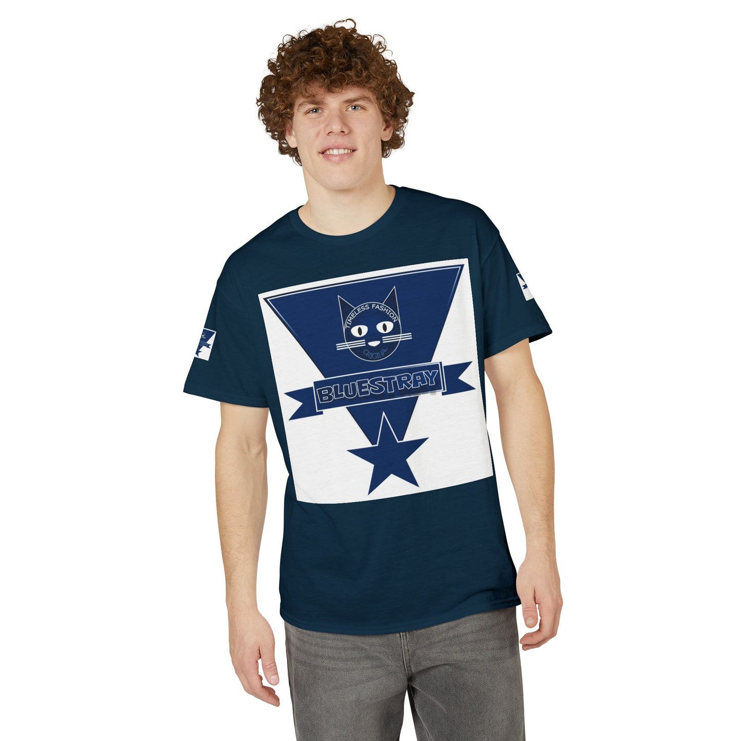 Bluestray Cat Graphic T-Shirt — Retro Star Logo Tee