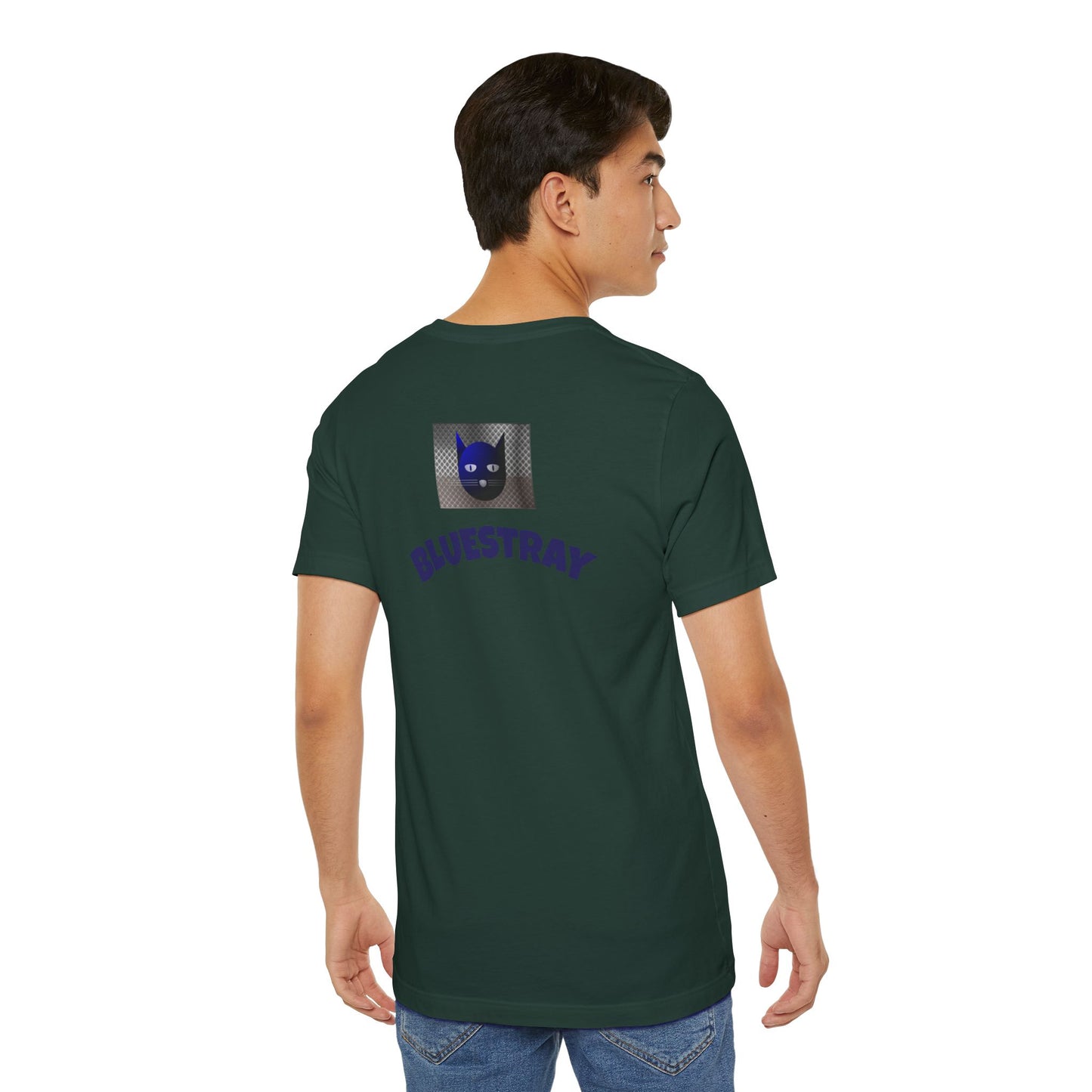 Bluestray Cat Graphic T-Shirt — Retro Blue Cat Logo Tee