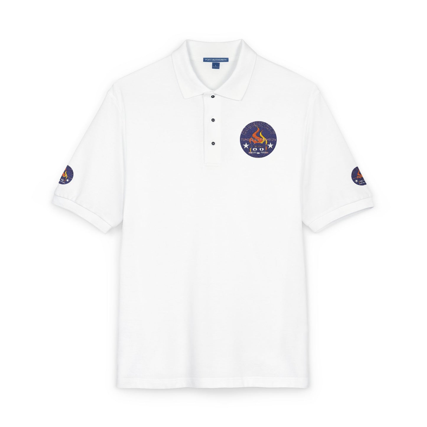 Embroidered Campfire Badge Polo — Outdoor Adventure Bluestray Logo Shirt