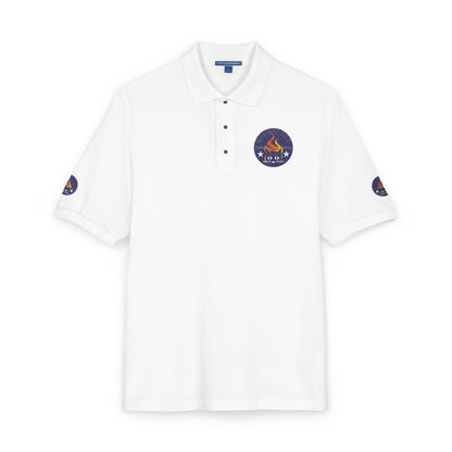 Embroidered Campfire Badge Polo — Outdoor Adventure Bluestray Logo Shirt
