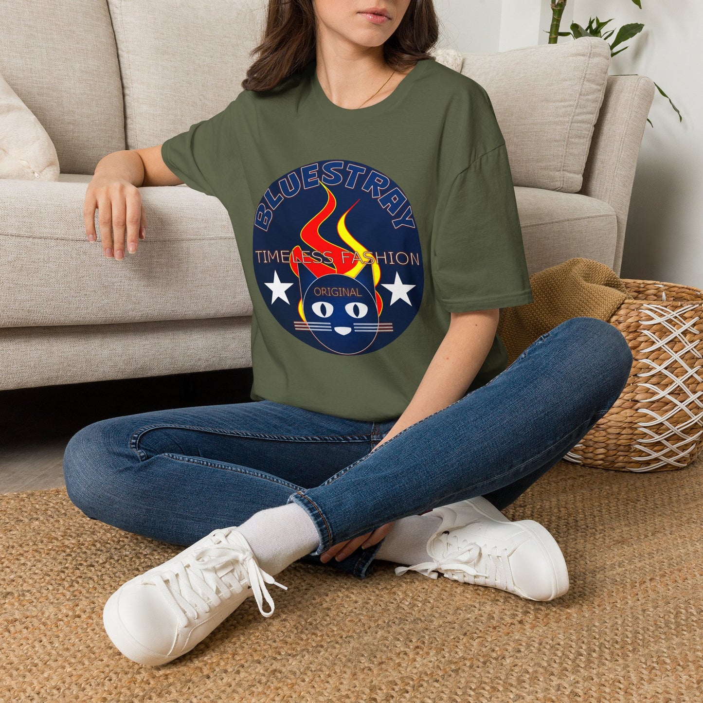 Bluestray 'Timeless Fashion' Graphic T-Shirt — Retro Flame Logo Tee