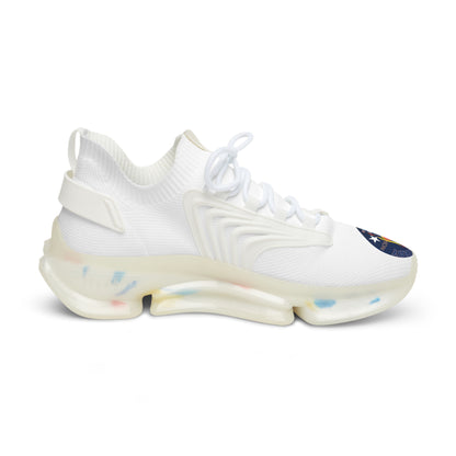 Men's White Mesh Sneakers — Breathable Athletic Shoes with Bluestray Flame Patch