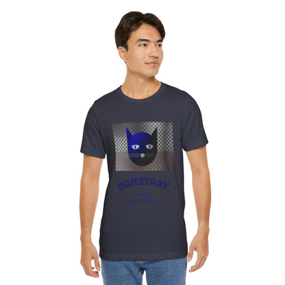 Bluestray Cat Graphic T-Shirt — Retro Blue Cat Logo Tee