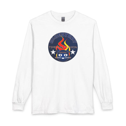 Equestrian Bluestray Time & Fashion Long Sleeve Tee — Flame Horse Logo