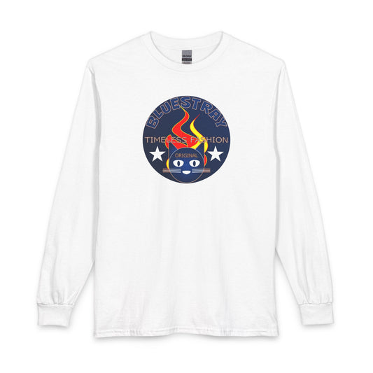 Equestrian Bluestray Time & Fashion Long Sleeve Tee — Flame Horse Logo
