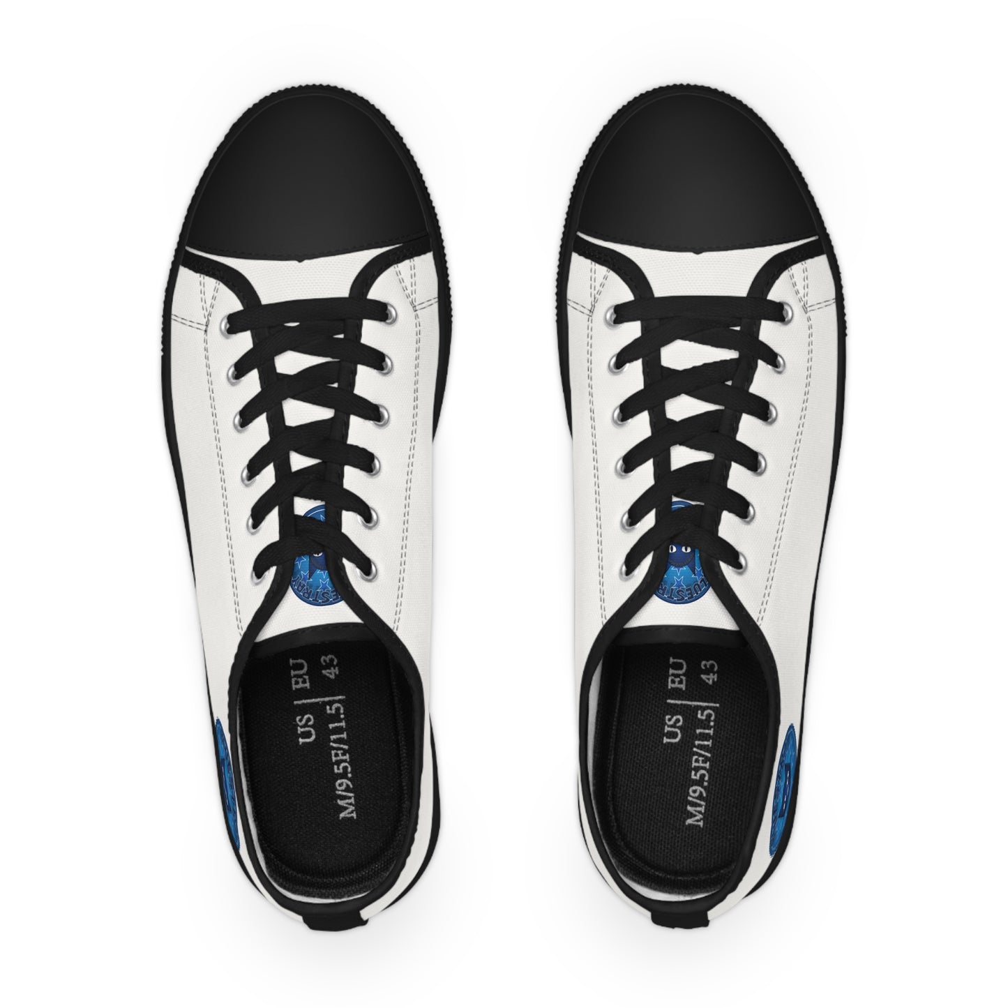White Low Top Sneakers with Bluestray Patch - Men's Casual Canvas Shoes