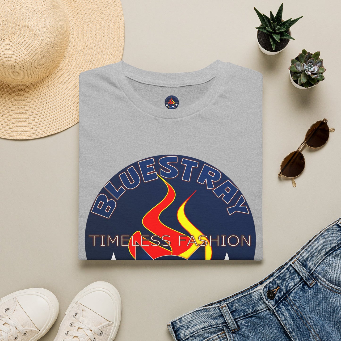 Bluestray 'Timeless Fashion' Graphic T-Shirt — Retro Flame Logo Tee