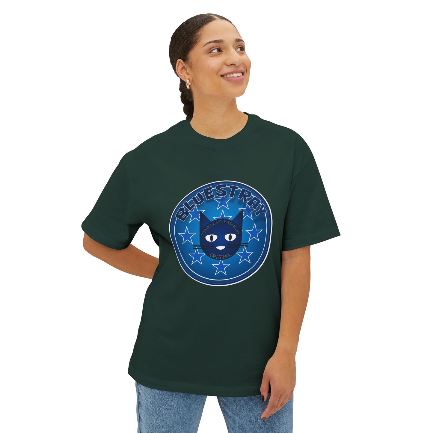 Blue Cat Stars Tee — "Bluestray" Graphic T-Shirt