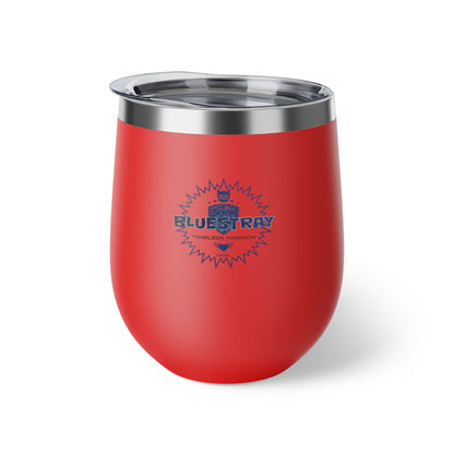 12oz Insulated Copper Tumbler — Vacuum Wine Cup with Leak-Resistant Lid (Bluestray Logo)
