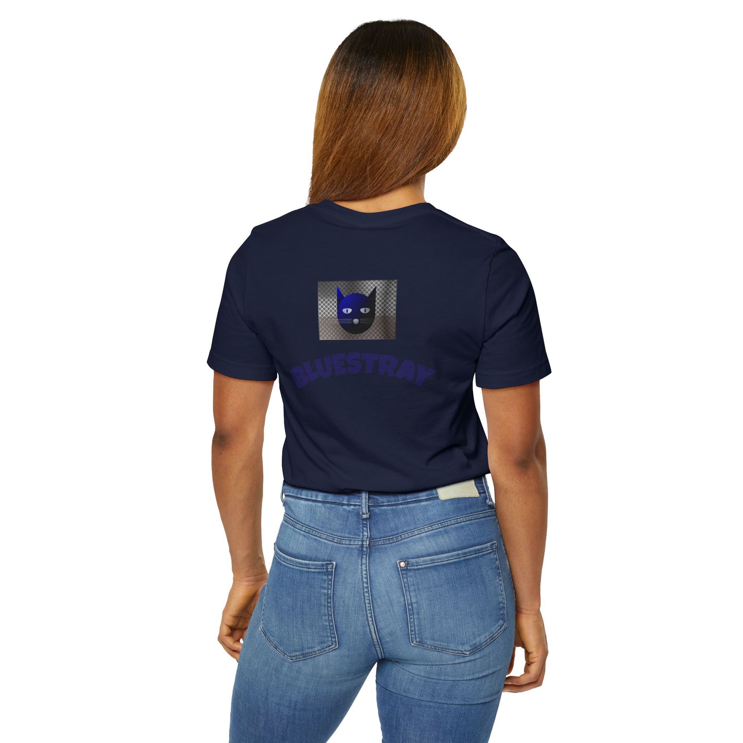 Bluestray Cat Graphic T-Shirt — Retro Blue Cat Logo Tee