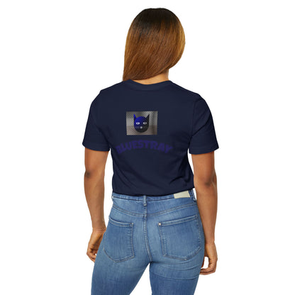 Bluestray Cat Graphic T-Shirt — Retro Blue Cat Logo Tee