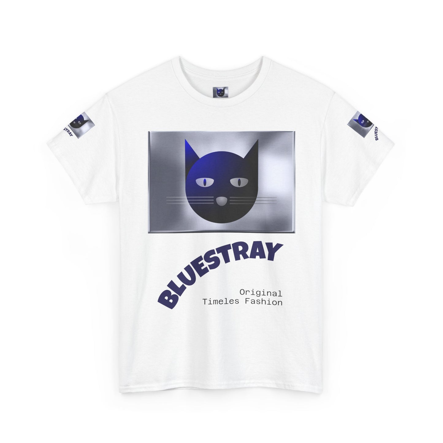 Bluestray Cat Graphic Tee — Retro Blue Cat Design