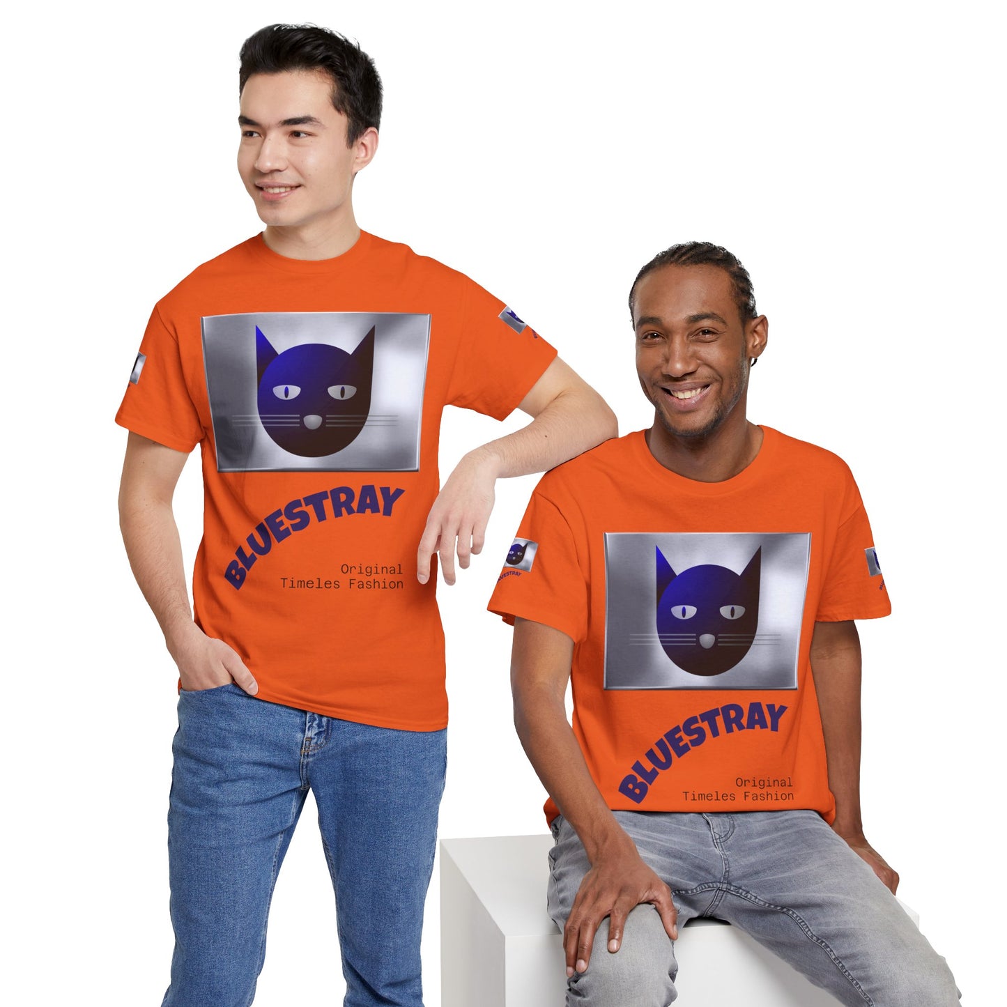 Bluestray Cat Graphic Tee — Retro Blue Cat Design