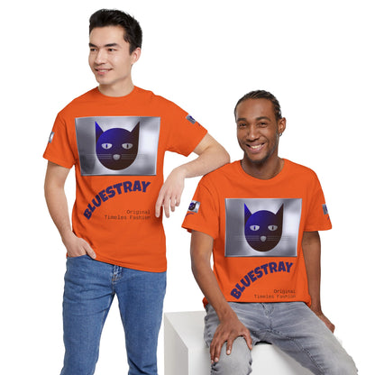 Bluestray Cat Graphic Tee — Retro Blue Cat Design