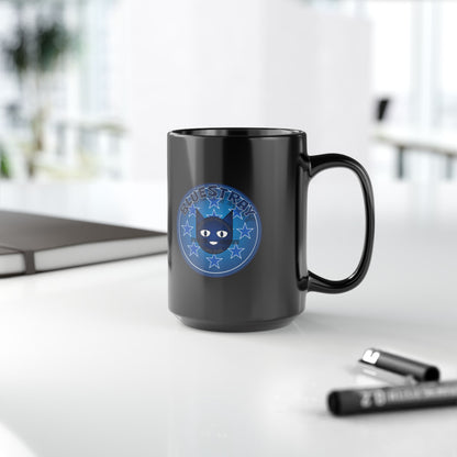 Bluestray Cat Emblem Mug — 15oz Black Ceramic Coffee Cup