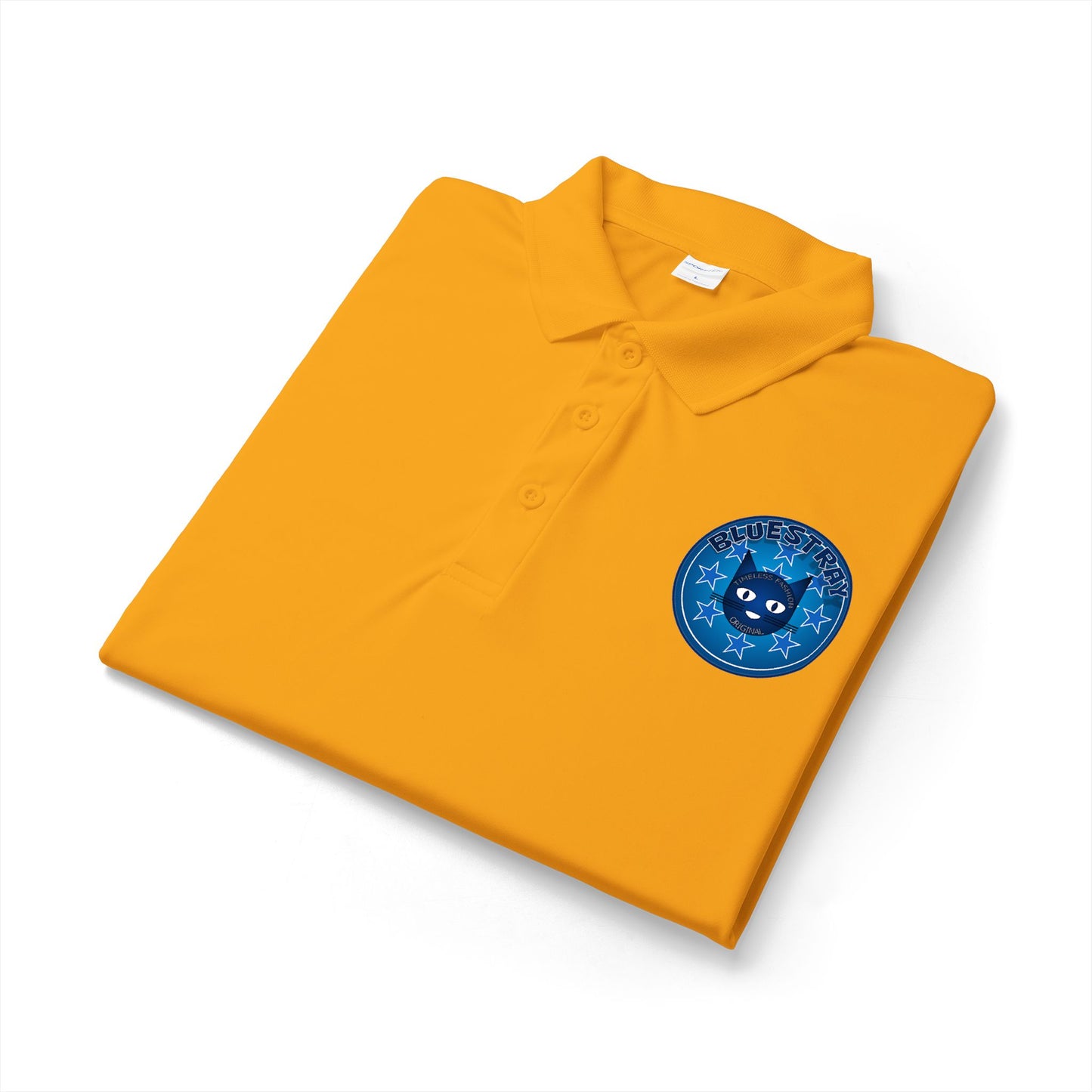 Embroidered Bluestray Cat Patch Polo Shirt — Cute Cat Logo Performance Golf Polo