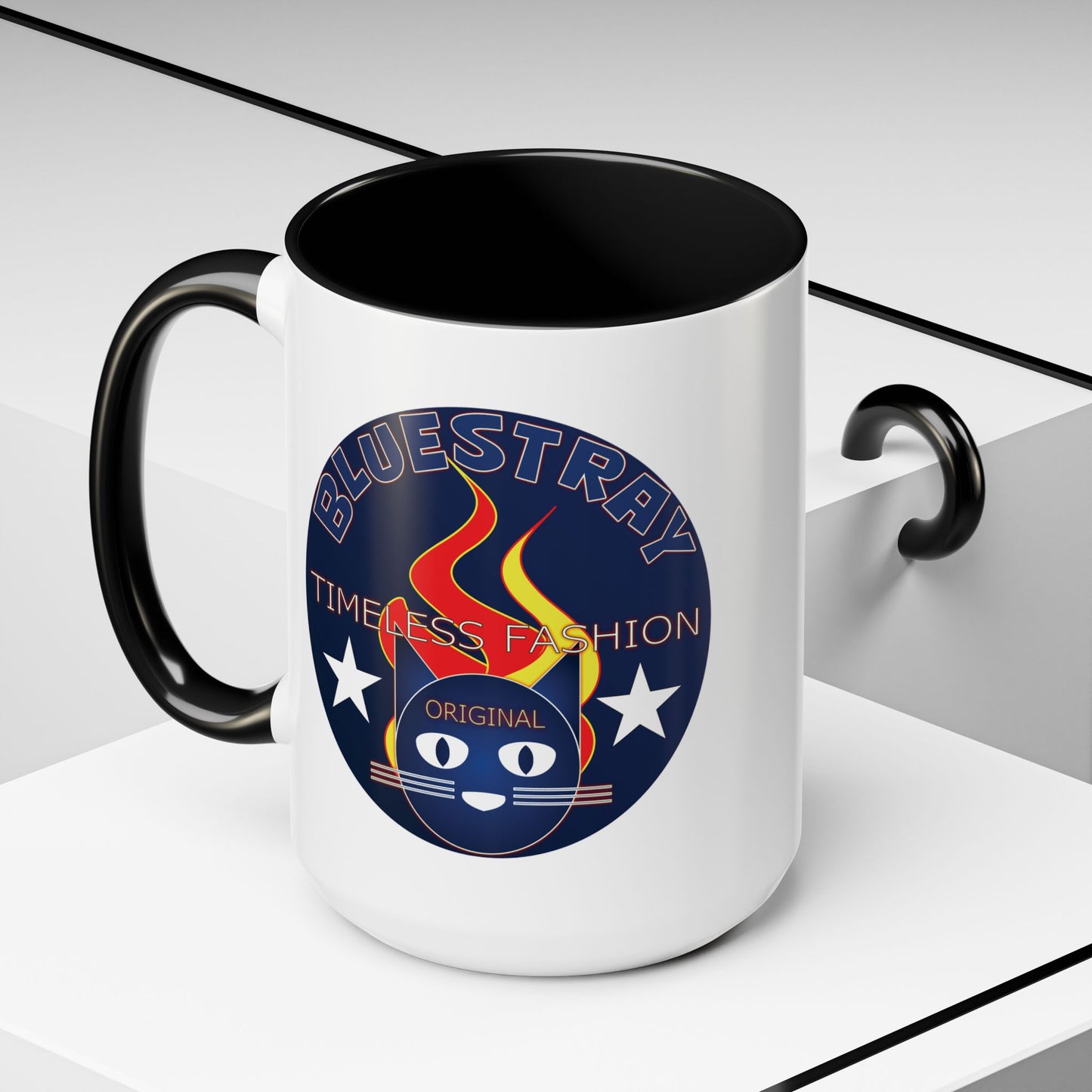 Bluestray Timeless Fashion Accent Coffee Mug — Retro Cat Logo 11/15oz