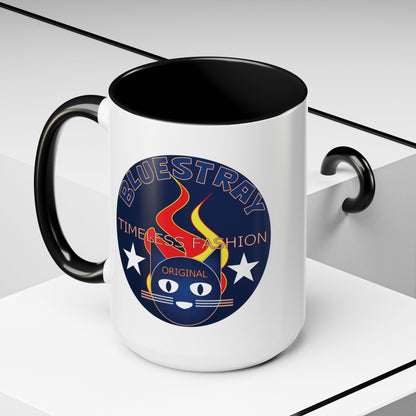 Bluestray Timeless Fashion Accent Coffee Mug — Retro Cat Logo 11/15oz